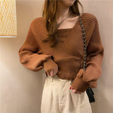 Women Knitting Elegant Solid All Match Ladies Casual Korean Style Daily Loose Design Spring Fashion Popular