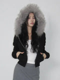 Cloth Forget Zipper Split Heavy Industry Plush Hooded Hoodie High Street BF Wind Loose Casual Coat