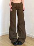 Two Buckle Low-Waist Pocket Micro-Rare Jeans Workwinds Set Legs Long Drag Leisure