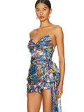 High-End Women's Sexy Breast-Wearing Bow Decorative Dress High-End Temperament Folded Chest Dress