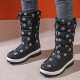 Autumn And Winter New Flat Bottom With Snow Boots Women Fashion Large-Size Round Head Side Zipper Long Barrel Women's