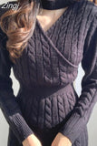 Split Sweater Woman Dress Winter Clothes Knitting Dresses for Women Autumn Warm Casual Pollover 2023 Solid Thick