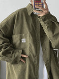 Men's Corduroy Loose Button-Down Shirt- Outfit