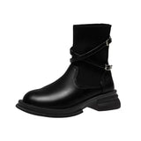 Bottom Retro Splicing Socks Boots Women In The Fall Of 2025 New Fashion And Leisure Korean Thin Small Short Boots