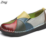 Women Genuine Leather Loafers Mixed Colors Ladies Ballet Flats Shoes Female Spring Moccasins Casual Ballerina