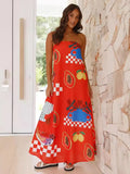 Women's Dress Print Bra Boobs Long Dress Sexy Fashion Holiday