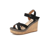 Zingj New Heel One Word Button Suede Exposed Toe Sandals Women's Waterproof Ighten Belt Buckle Women's