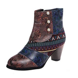 Large-Size Bohemian Female Martin Boots National Style Casual Retro Splicing High And Short Leather