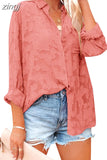 Color Hollow Chiffon Shirt Women's Spring/Summer 2023 New Tops Jacquard Button Long Sleeve Shirt Women Clothes
