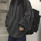 Women Vintage Leopard Draw String Ins Lazy BF Baggy Leisure Clothing Popular Chic All-match Basic Streetwear Cool
