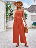 Leisure New Women's Holiday Style Solid Color Chest Tied Waist Slim
