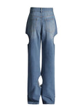 Zingj Casual Advanced Sense Straight Pants Spring 2024 New High Waist Hollow Design Sense Of Women's