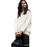 Selling Solid Women's Knitting Knitting Jacket High-Collar Sweater Loose