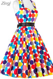 Women Polka Dot Dress Big Swing Vestidos Retro Robe Casual Prom Rockabilly Party Dress 50s 60s Pinup Vintage