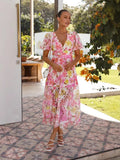 Women's Color Printing Embroidery Sleek Fashion Splicing Dress Women