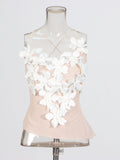 Niche T-Up Jacket 2025 Autumn And Winter Yarn Mesh Splicing Three-Dimensional Flower Strip Slings Small Vest