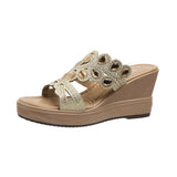 Slope And Cool Slippers Women's Spring And Summer Color Diamond Gentle Muller Shoes Rounded Toe Wearing Large-Size