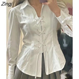 Women French Style Spring Slim Inside Retro Solid Student Preppy Schoolgirl Mujer Sweet Ladies All-match Basic