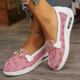 Large-Size Casual Single-Shoe Women Round Head Flat-Bottomed Metallic Buckle Fashion Single-Shoe