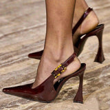 Temperament Fine Heel High Heels Women 2025 Summer Buckle With Small Square Single Shoes Women Wearing Fashion