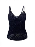 Lace V Neck Bow Tie Up Cami Top-Outfit