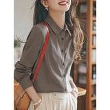Long-Sleeved Shirt Women Spring And Autumn New Temperament Repair Interview Commuting Shirt Career Grinding Cotton Top