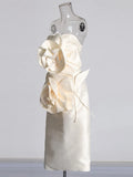 Famous Temperament Style Dress Dress 2025 Summer New Fashion Three-Dimensional Flowers With Braided And Bare Back Dress