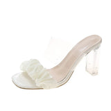 New Korean Version Of The Fairy Wind Transparent And Thick With A Word Of Head Folded Cold Slippers Xia Gao And Slippers