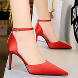 Shoes Green Blue Women Pumps Fashion Women Office Shoes Sexy High Heels Silk Stiletto Heels Women Sandals Plus Size