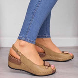 Summer New Women's Sandals Thick Bottom Slope Behind The Buckle Tide High-Heeled Sandals Women Large