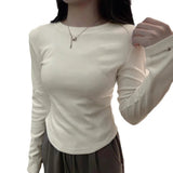 Zingj Velvet Inside The Bottom Shirt Female Autumn Winter 2024 New Advanced Feeling Grinding Hair Round Collar Slim Long Sleeve T-Shirt
