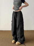 Zingj Multi-Pocket Washed Loose Cargo Pants Men And Women Popular Street Do Old Drawstring With Wide Leg