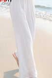 Women's Linen Pants High Waisted Harem Loose Soft Elastic Waist White Summer Pants for Women 2023