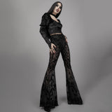 New Ins Bohemian Perspective Bell-Bottoms Women's 2023 Black Casual Long-Legged
