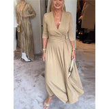 And Autumn 2025 Elegant Waist Dress Fine Flashy Deep V Sexy
