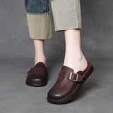 Cowhick Retro Birken Shoes Half-Slippers Women Thick Summer New Lazy Outside Wearing Bag Head