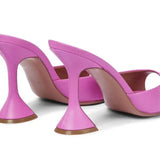 New Pointed Toe Peep Toe Sandals Fashion Pink Women's Shoes Wine Glass Heel Golden