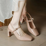 Jane Sandals Women's Coarse Heeled 2025 New Simple Pink Summer Afterempty High