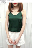 Casual Summer Tank Tops Women Sexy Top Solid Gray Champagne Green Black White Loose Camisole Tank Lady Silk Top