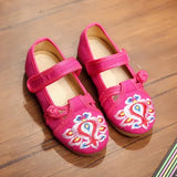 Zingj Shoe Box Girls Embroidered Cloth Shoes, Flat Single Shoes, Children's
