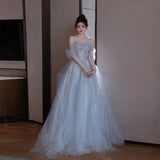 Evening Dress Senior Sense 2025 New Blue Banquet Temperament Light Music Art Test Presided Over The High-Level Birthday
