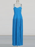 Fashion Sexy Style Dress Woman 2025 Summer New Temperament Folded Fish Bone Design Open Fork Sling