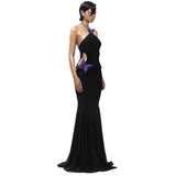 Zingj 2024 Autumn New Sexy Temperament A Word Shoulder Hanging Neck Butterfly Decoration Slim Holiday Dress