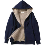 2025 New Autumn Women's Clothing Plush Hooded Long-Sleeved Solid-Colored T-Shirt Zip-Down Loose Coat