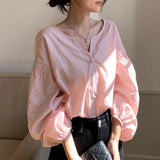 Round Collar Small Flying Sleeve Commuting Shirt Women 25 Summer French Loose Pressure Fold Design Sense Casual Good-Looking