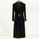 Autumn And Winter New Star Fashion Simple Belt Plus Long Hair Coat