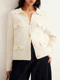 And Winter New Metal Buttons Casual Elegant Knitted Cardigan Sweater Women's