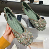 Women Flat Shoes Fashion Bling Rhinestone Flat Ballet Bow-knot Slip On Ladies Lazy Loafers Casual Flat