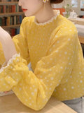 Floral Shirt Female Spring Small Wearing French Temperament Wooden Ear Tops 2025 New Beautiful