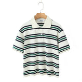 Women's New Hit-Colored Striped Short-Sleeved T-Shirt